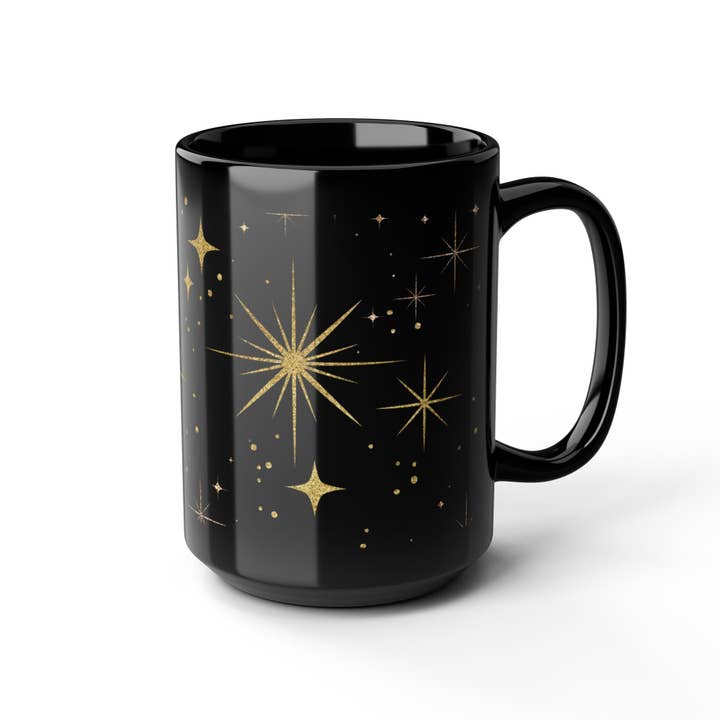 Happythings76 - Wholesale Coffee Mug - Celestial Black Coffee Mug, Starry Night Sky Print, Cosmic Black Mug for Tea & Coffee Lovers, Gift for Stargazers and Dreamers13