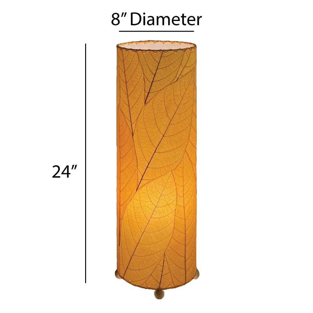 Eangee Home Design - Vente Lampes d'appoint/de bureau - Lampe de table cylindrique en feuille de cacao de 24 pouces, orange, feuilles d'ombrage4