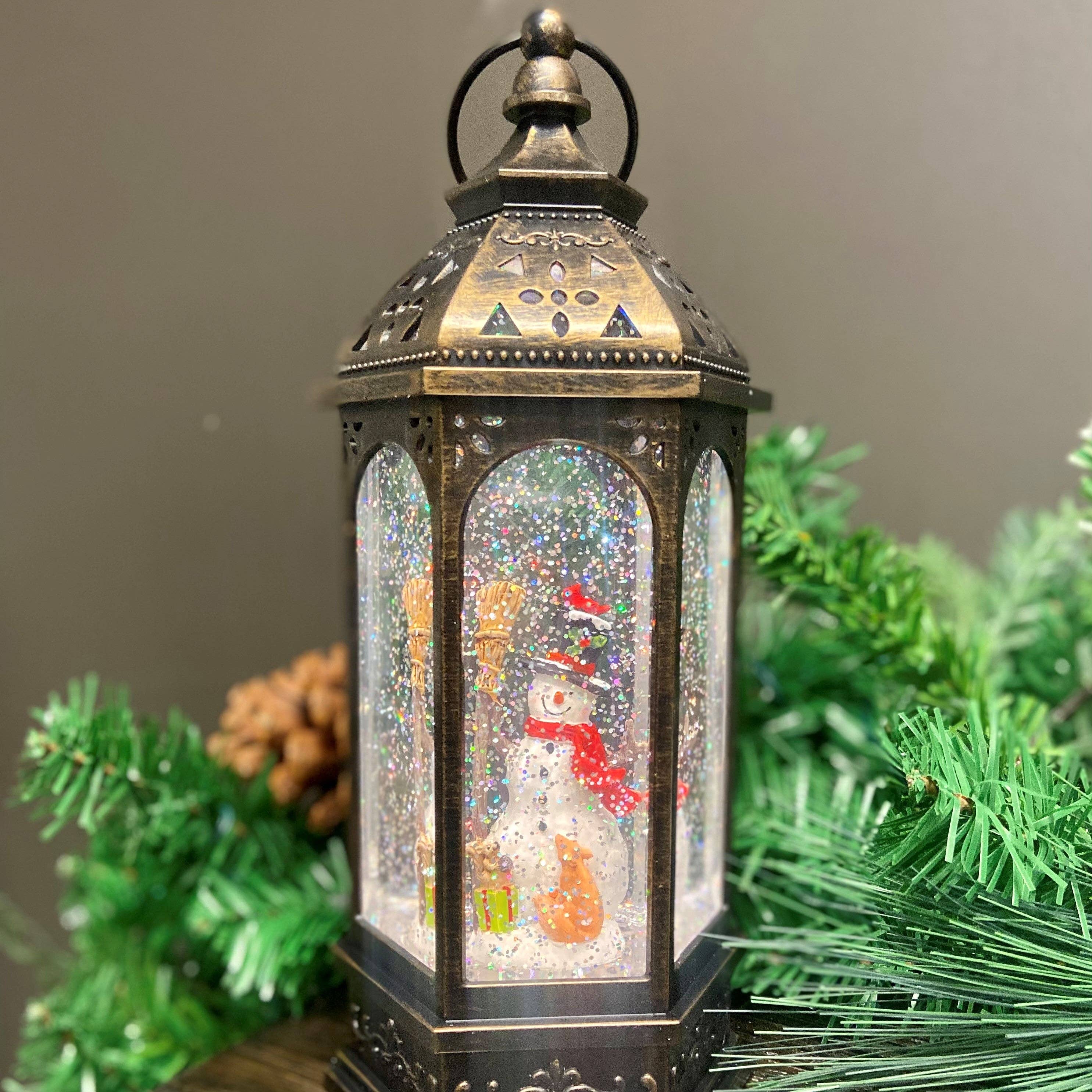 Haute Decor - Vente Lanternes - Lanterne Snowburst™ avec bonhomme de neige et spectacle de lumière scintillant2