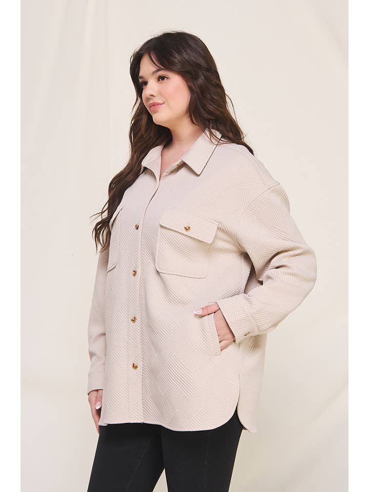 Allie Rose - Wholesale Button Down Shirt - Women's - Plus Size Jacquard Knit Shirt5