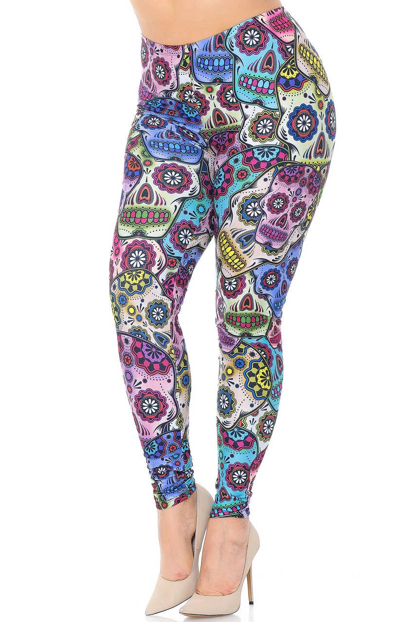 USA Fashion - Wholesale Fashion Leggings - Women's - Creamy Soft Sugar Skull Leggings by USA Fashion™8