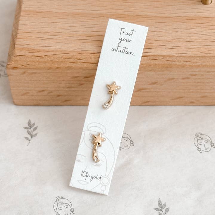 Orecchini a bottone Comet in oro massiccio 10 carati per la vendita all'ingrosso da parte di Livaura Jewelry