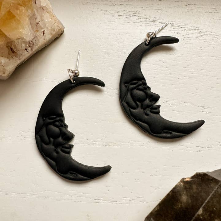 Schwarze Mondohrringe, Boho Tonohrringe, Mondohrring für den Großhandel von Amber Rae Studio