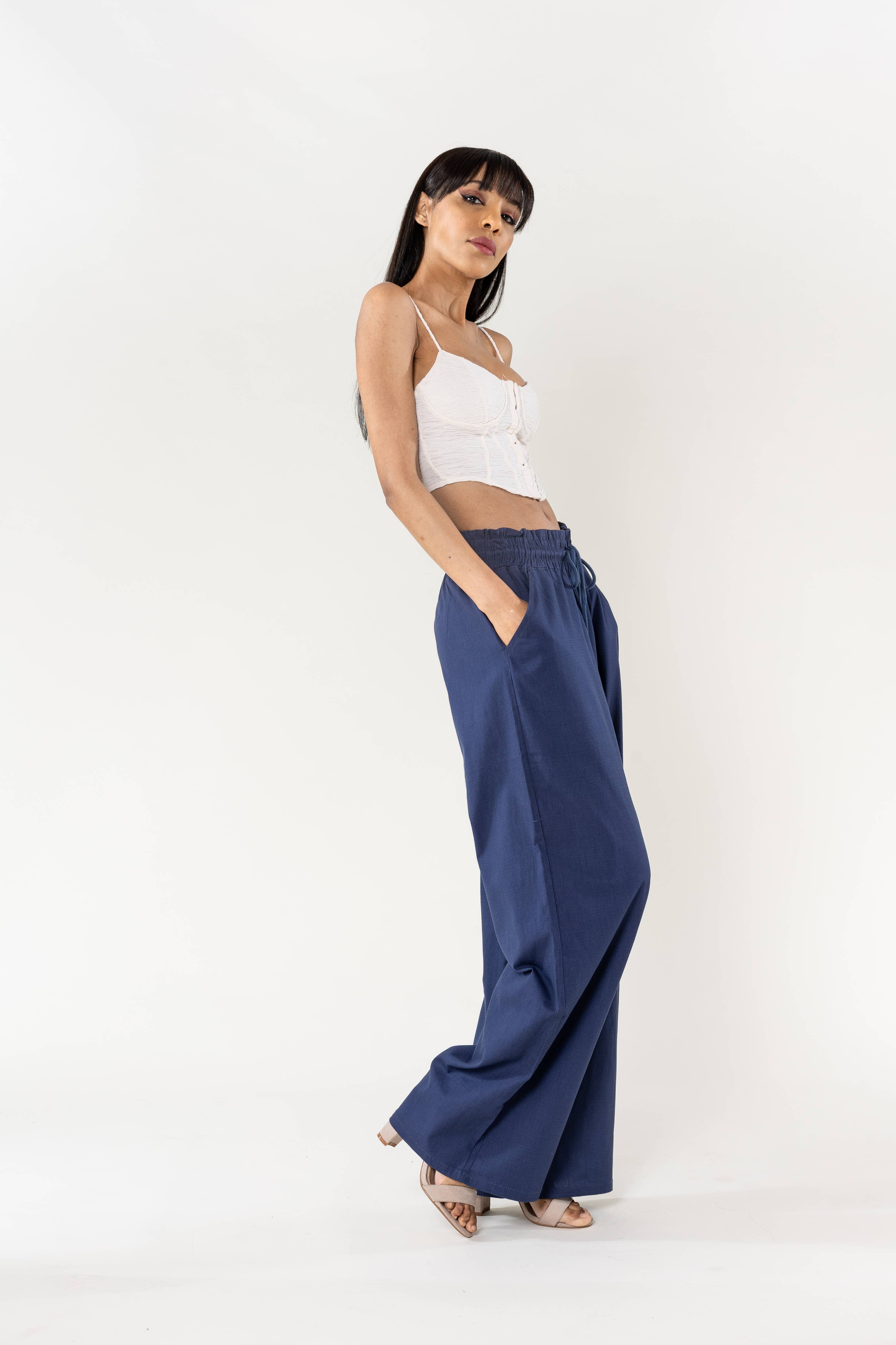 Nina Carter - Wholesale Pants - Women's - Nina Carter linen-style pants with elastic waistband A00113