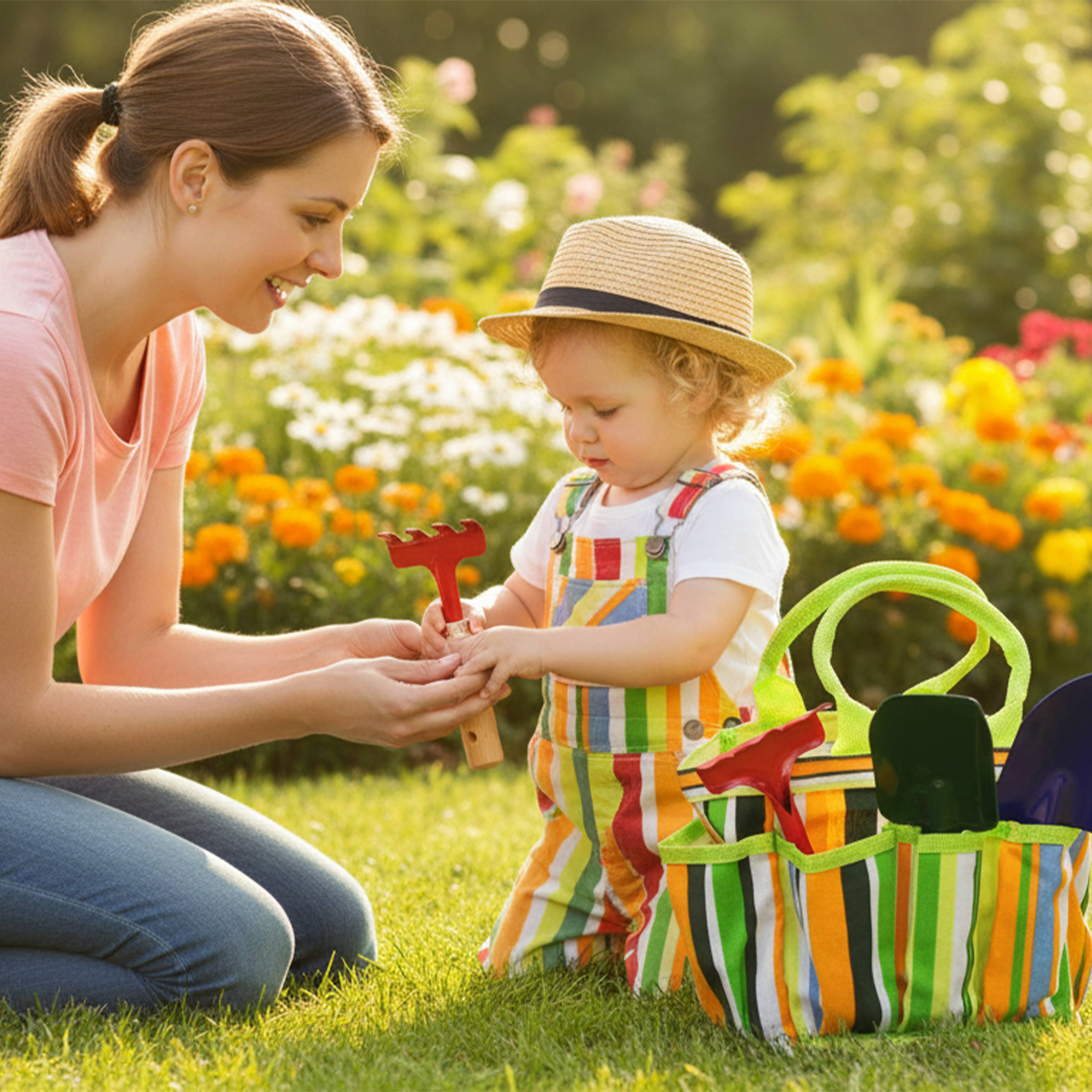 G & F Products - Wholesale Toy set – Kids - Kids Garden Tools Set with Tote, Hand Rake, Shovel, Trowel10