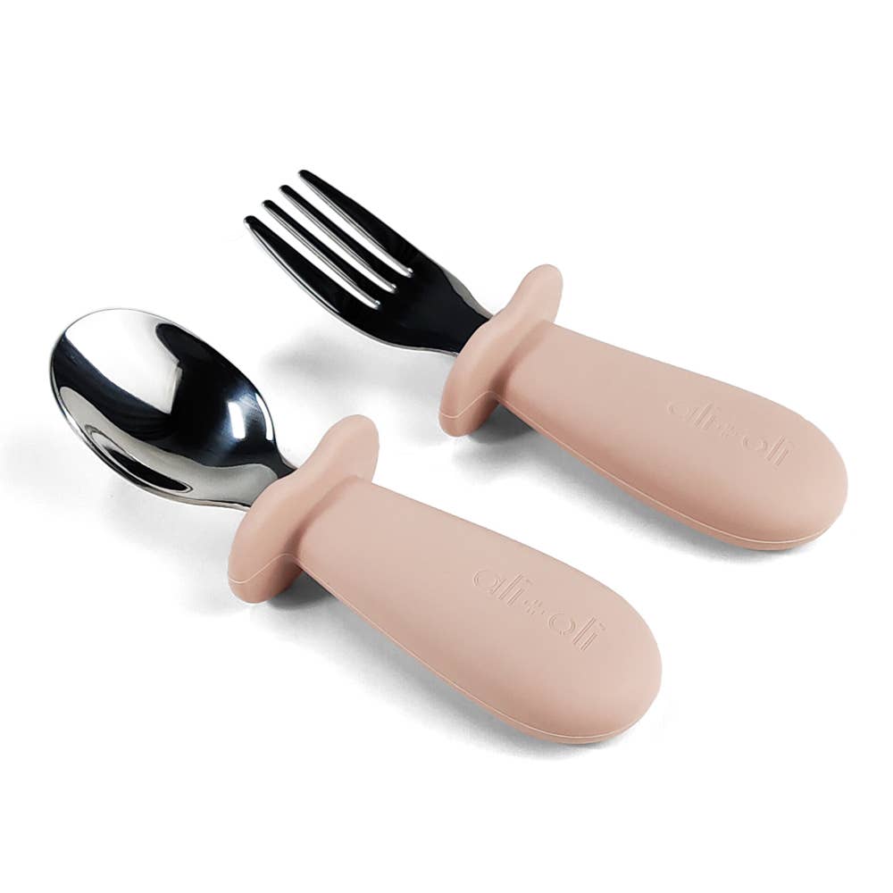Ali+Oli - Wholesale Flatware Set - Kids & Baby - Ali+Oli Spoon & Fork Learning Set for Toddlers (Pink) 6m+10