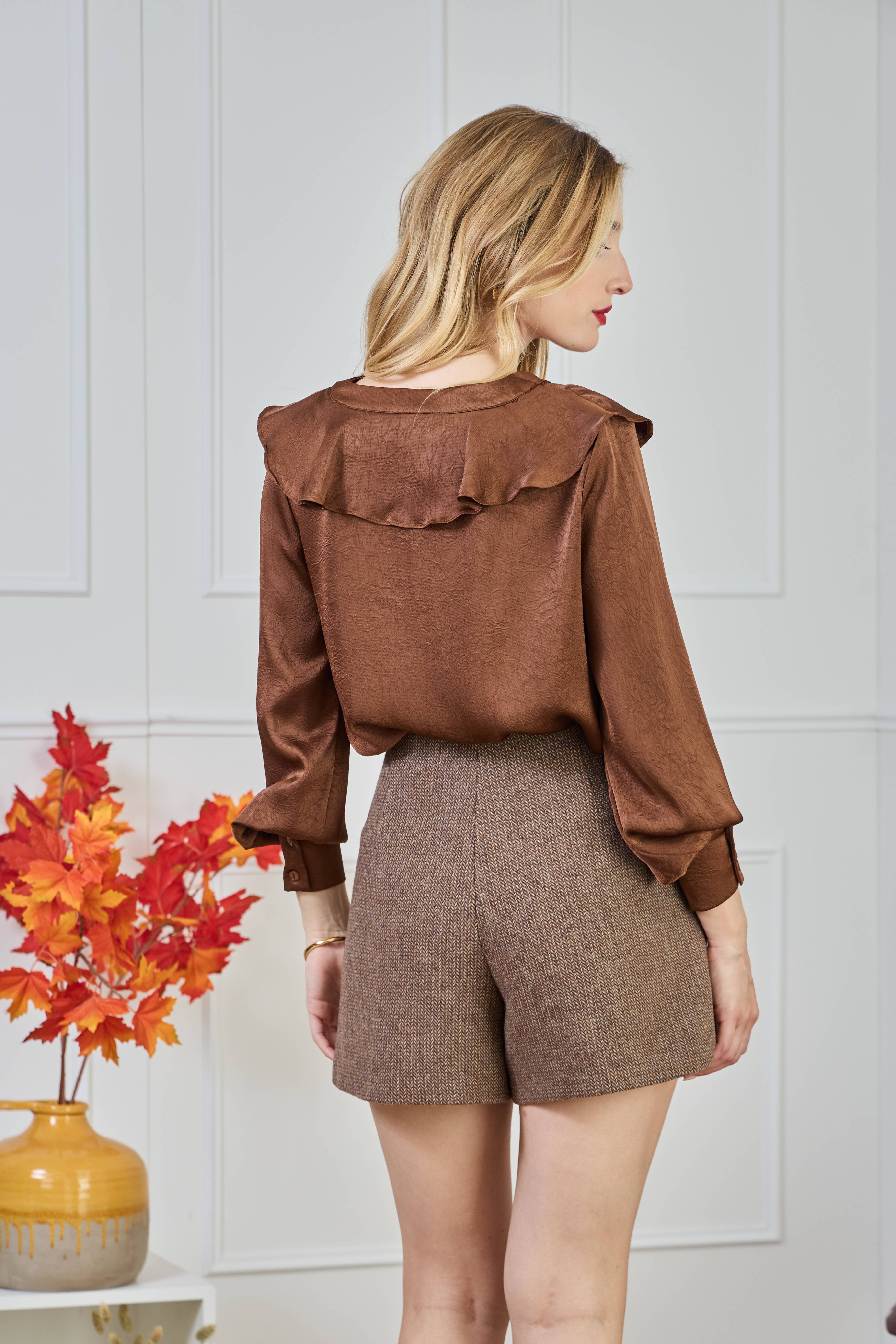 LULUMARY - Wholesale Button Down Shirt - Women's - Ruffled blouse CH35628