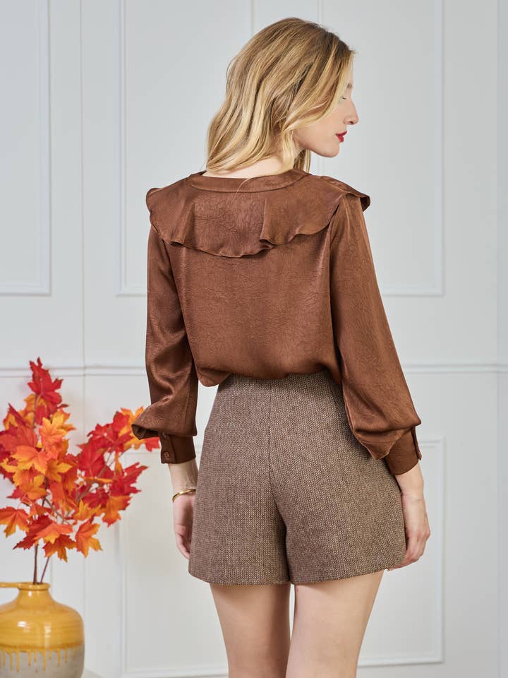 LULUMARY - Wholesale Button Down Shirt - Women's - Ruffled blouse CH35628