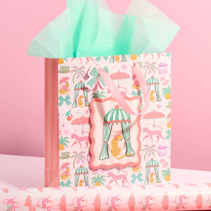 Bolsa de Regalo Vertical Grande con Diseño de Leopardo en Desfile y Papel de Seda para venta al por mayor de Studio Oh!