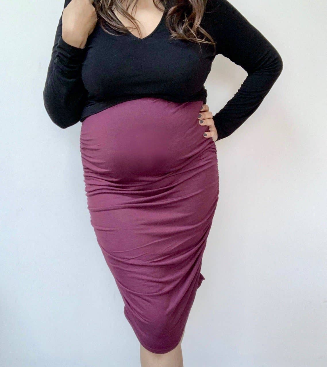 Amawrap - Wholesale Skirt - Women's - Ruched Maternity Skirt - Black14