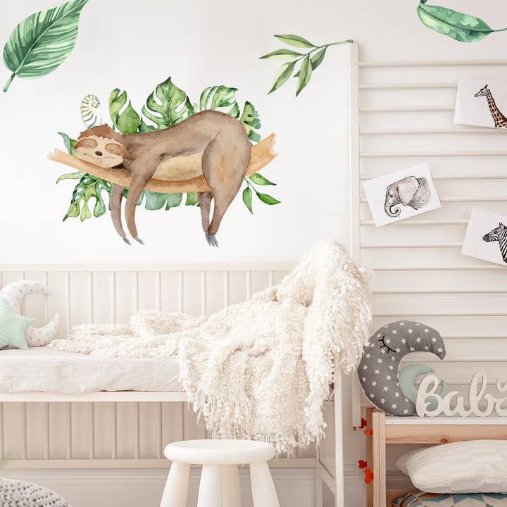 Sloth on a branch wall decal V232 for wholesale by WANDKIND