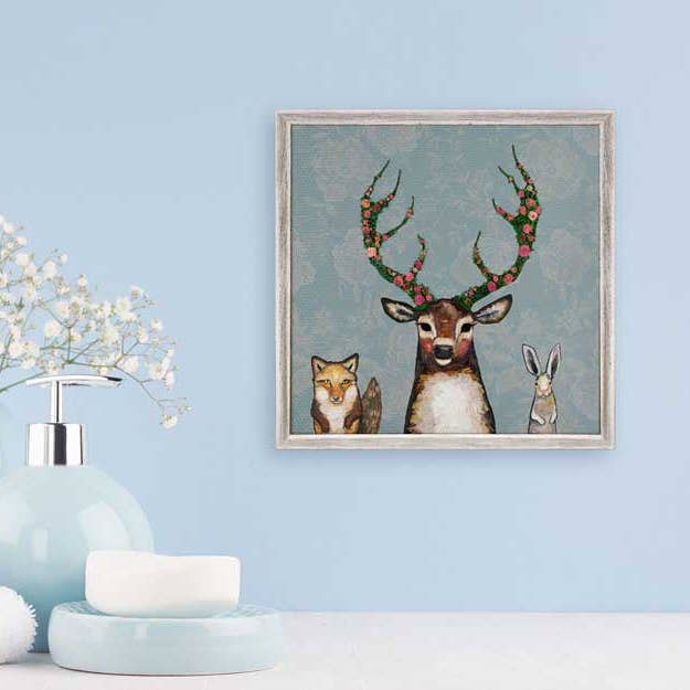 Fuchs, Bock & Hase - Florale Mini-Leinwand im Rahmen für den Großhandel von GreenBox Art