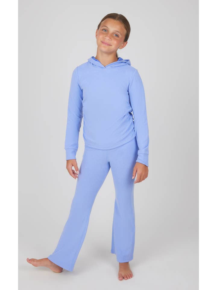 90 Degree by Reflex & Yogalicious - Wholesale Top & Pant Set - Kids - Yogalicious Tween Girls Melange Hoodie and Flare Pant Set3