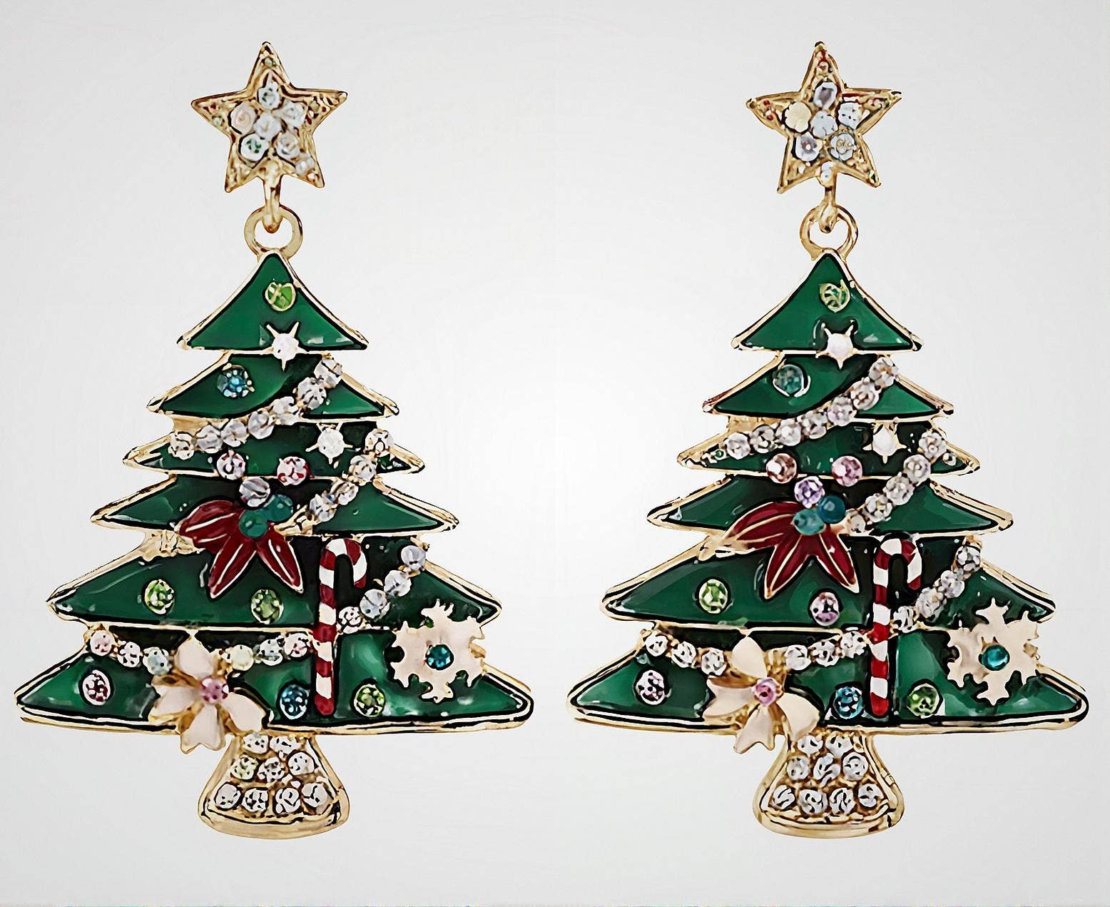 Wild & Free - Wholesale Dangle Earrings - Pendientes de esmalte de árbol de Navidad2