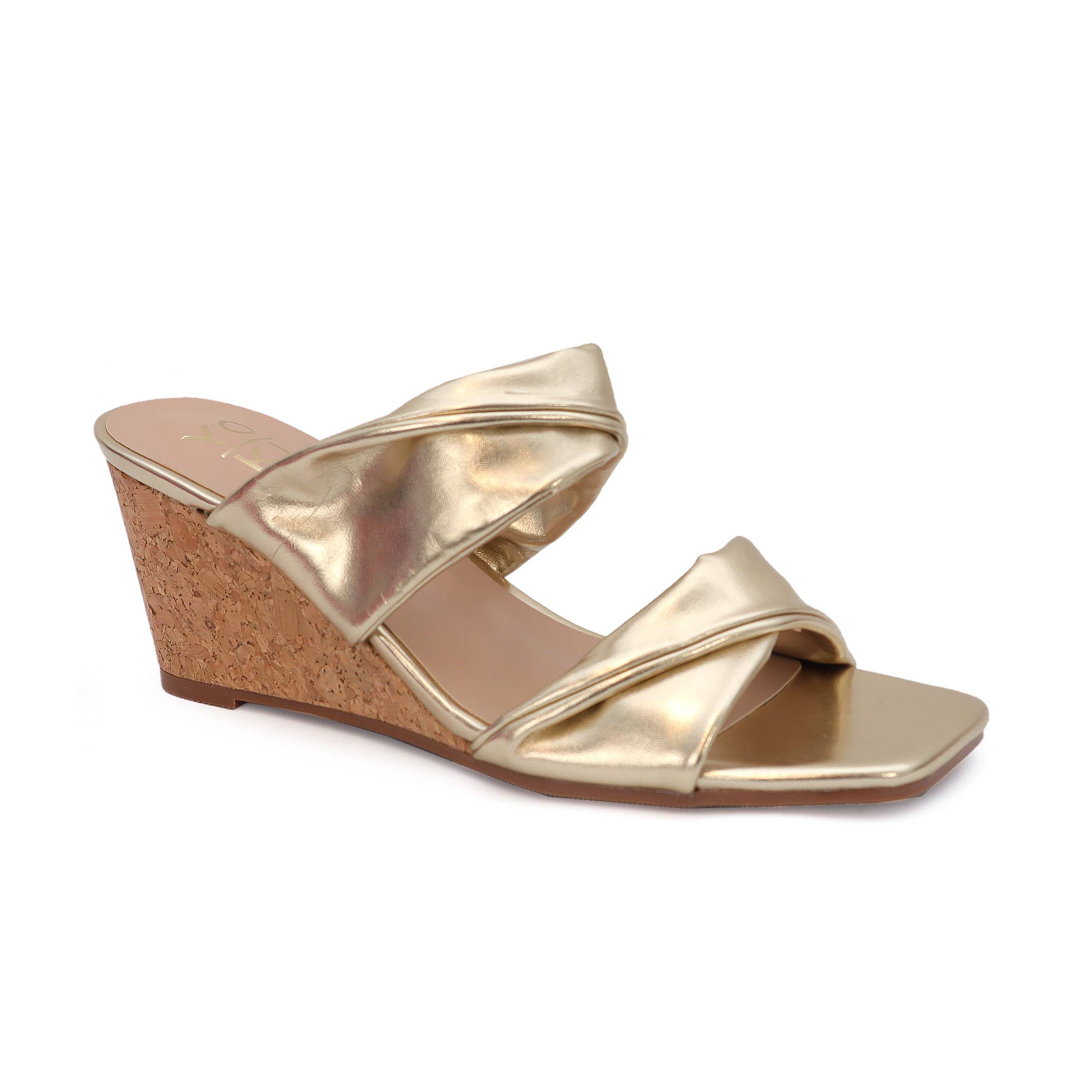 Or VENTE FLASH YOKI ARLETTE-14 Chaussures Décontractées Métalliques à Talon Compensé Bas pour Femme en vente sur Faire0