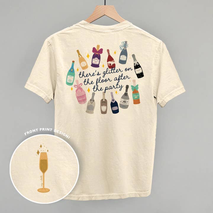 Glitter Champagne Bottles Doodle (Back Print) for wholesale by Ivy + Cloth