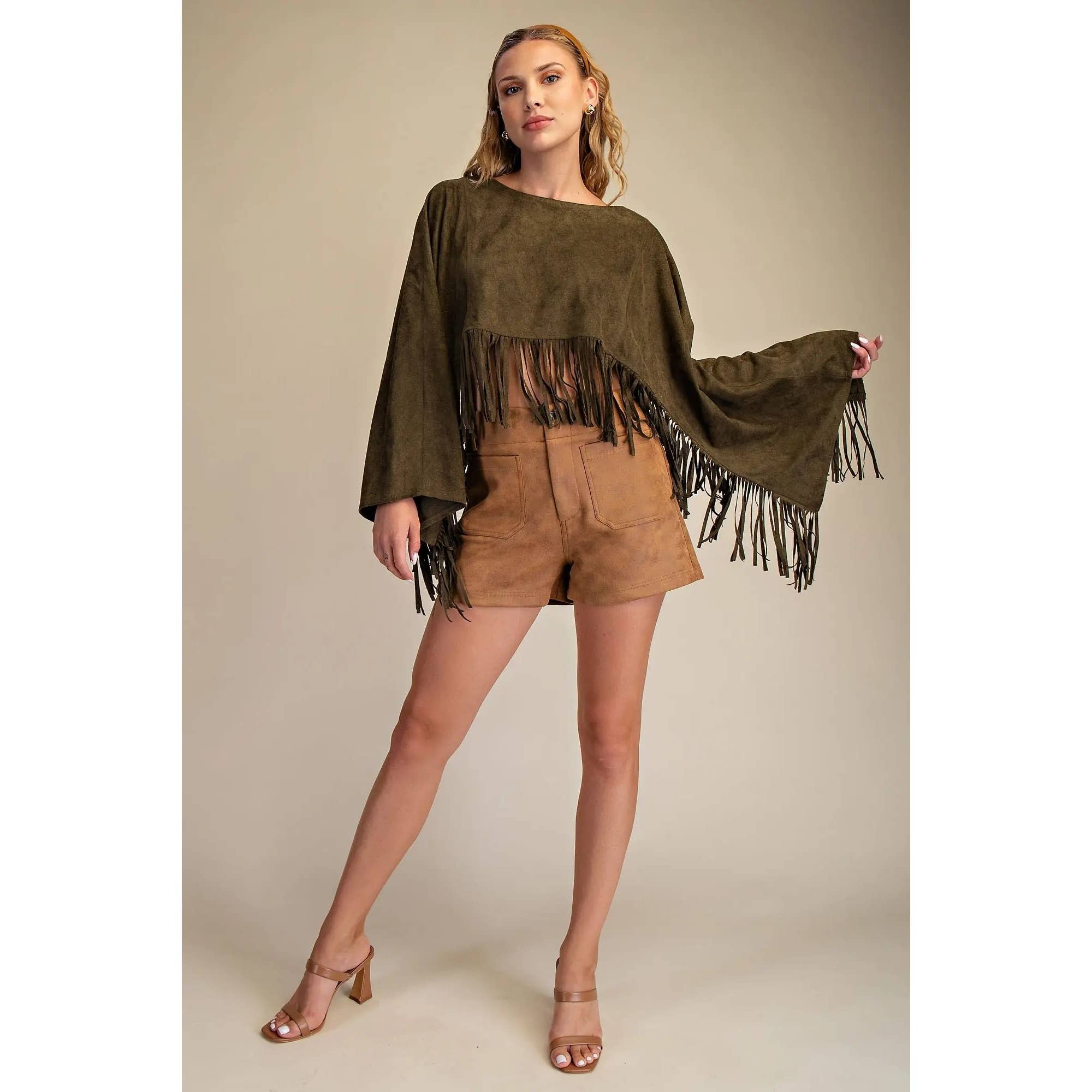 STYLE USA – wholesale Tunika - Dam – NY Sämsskinnsfransponcho4