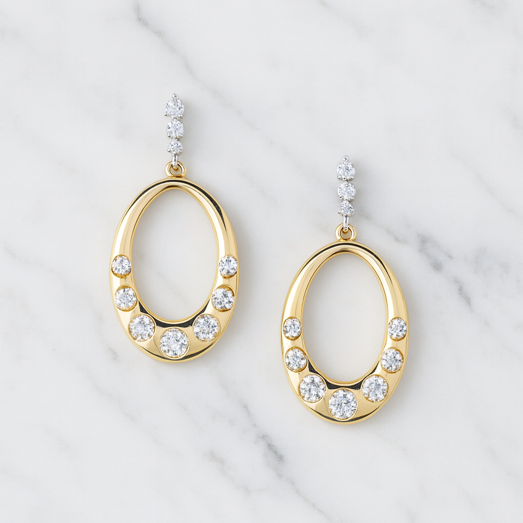 Lolovivi Jewelry – Engroshandel Hængeøreringe og creoløreringe – Ellis Drop Øreringe - Gule Guld Lab-Dyrkede Diamant Øreringe1