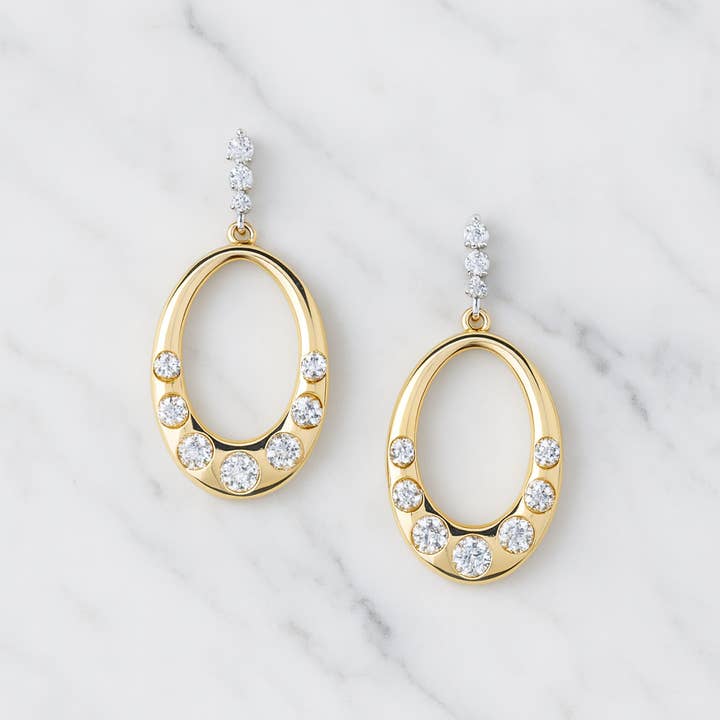 Lolovivi Jewelry - Wholesale Dangle Earrings - The Ellis Drop Earrings - Yellow Gold Lab-Grown Diamond Earrings1