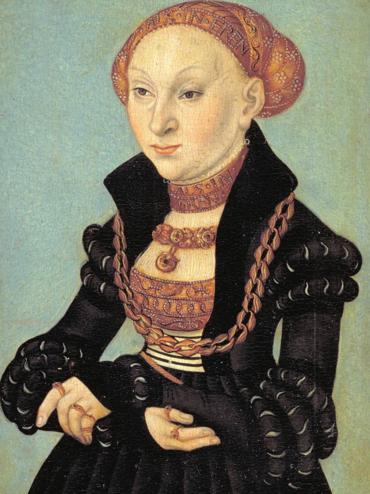 Portræt af kurfyrstinde Sibylle af Sachsen af Lucas Cranach, 1933 - Postkort for engroshandel hos Flashback Shop