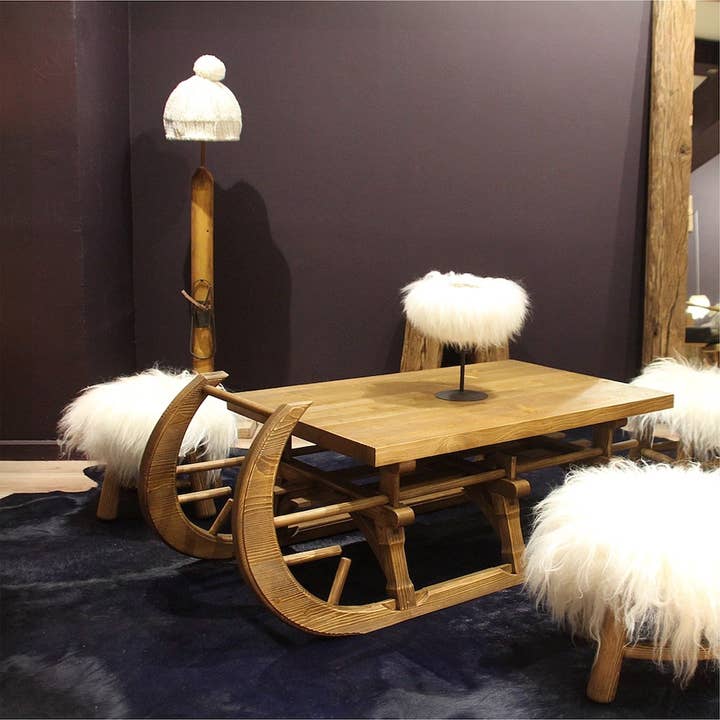 LES SCULPTEURS DU LAC - Wholesale Accent/Desk Lamp - Simple floor lamp with wooden skis3