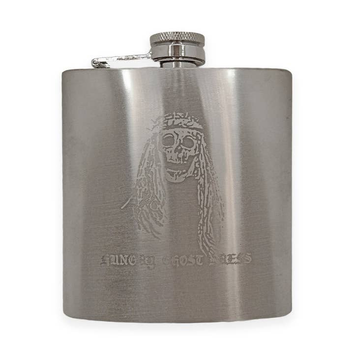 Savior 6oz Flask for wholesale by Hungry Ghost Press