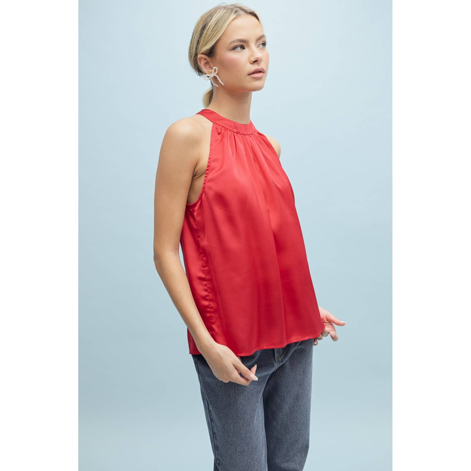 Wishlist Apparel – Großhandel Bluse – Damen – SATINBLUSE MIT NECKHOLDER//WL25-103442