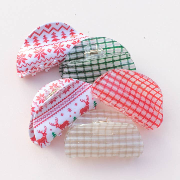 Holiday Christmas Hair Clip Hair Claw for wholesale by Space 46 Wholesale