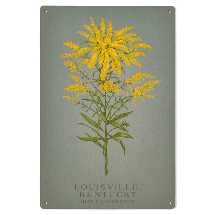 WOOD SIGN ART Louisville, KY, Flora, Giant Goldenrod for wholesale by Lantern Press