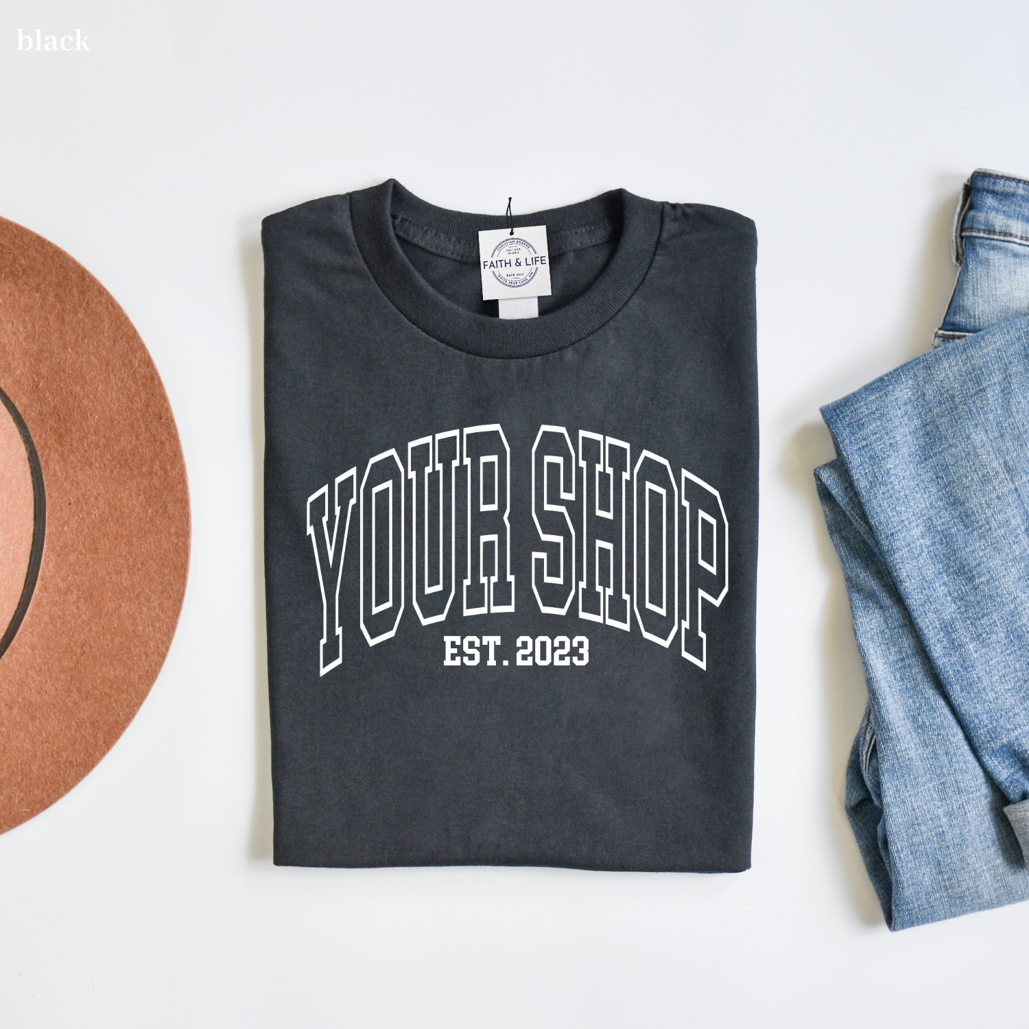 Faith & Life Christian Brands - Wholesale Screen Printed T-Shirt - Women's - Custom City State or Text Personalized Shop Logo Tee Shirt3