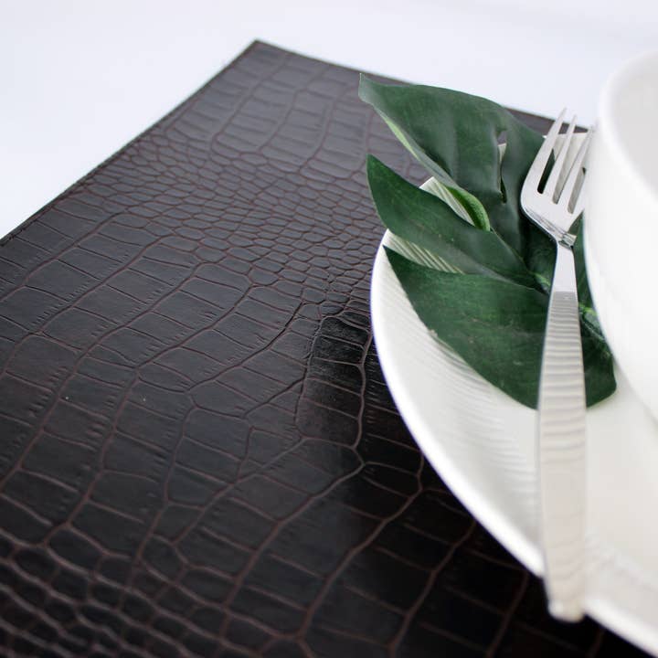 Signature Home Collection GmbH – wholesale Placemat – placemats set of 6 rectangular croco dark brown black