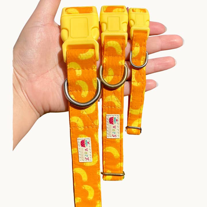 Macaroni Dog Collar Novelty Food Print Pet Collar Handmade for wholesale by Very Vintage Designs