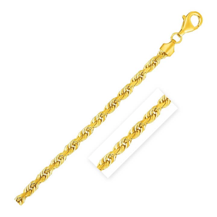 5.40 mm 14k Yellow Gold Solid Diamond Cut Rope Chain for wholesale by RubyAnn Jewelry