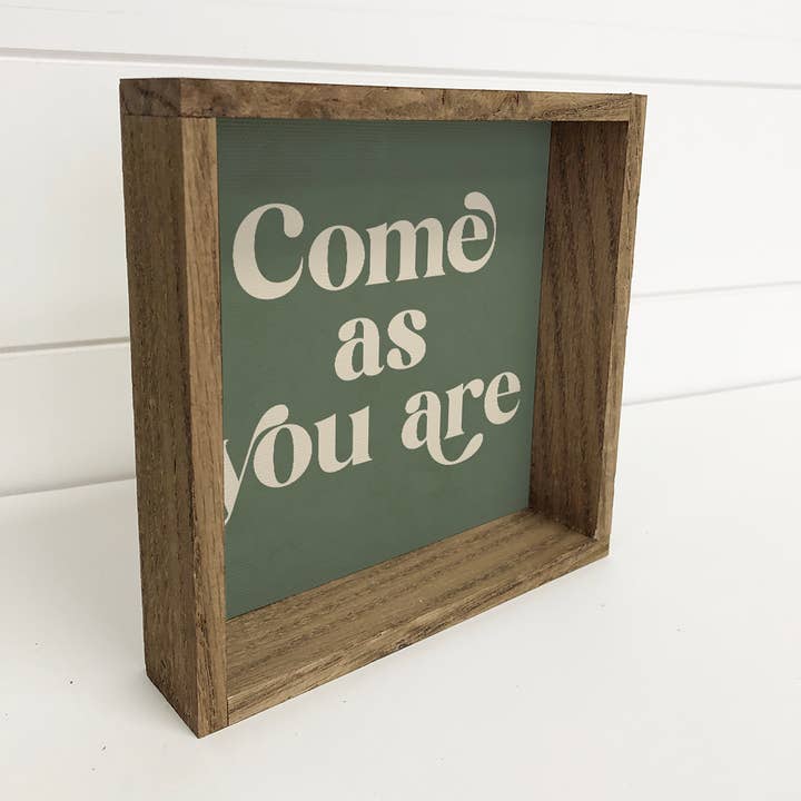Hangout Home - Wholesale Sign - Quote Come As You Are - Word Art Wall Decor - Wood Framed1