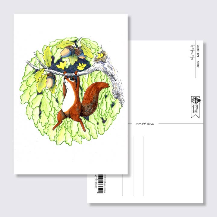 Simple Postcard - The Hungry Squirell for wholesale by Papetri paperworks
