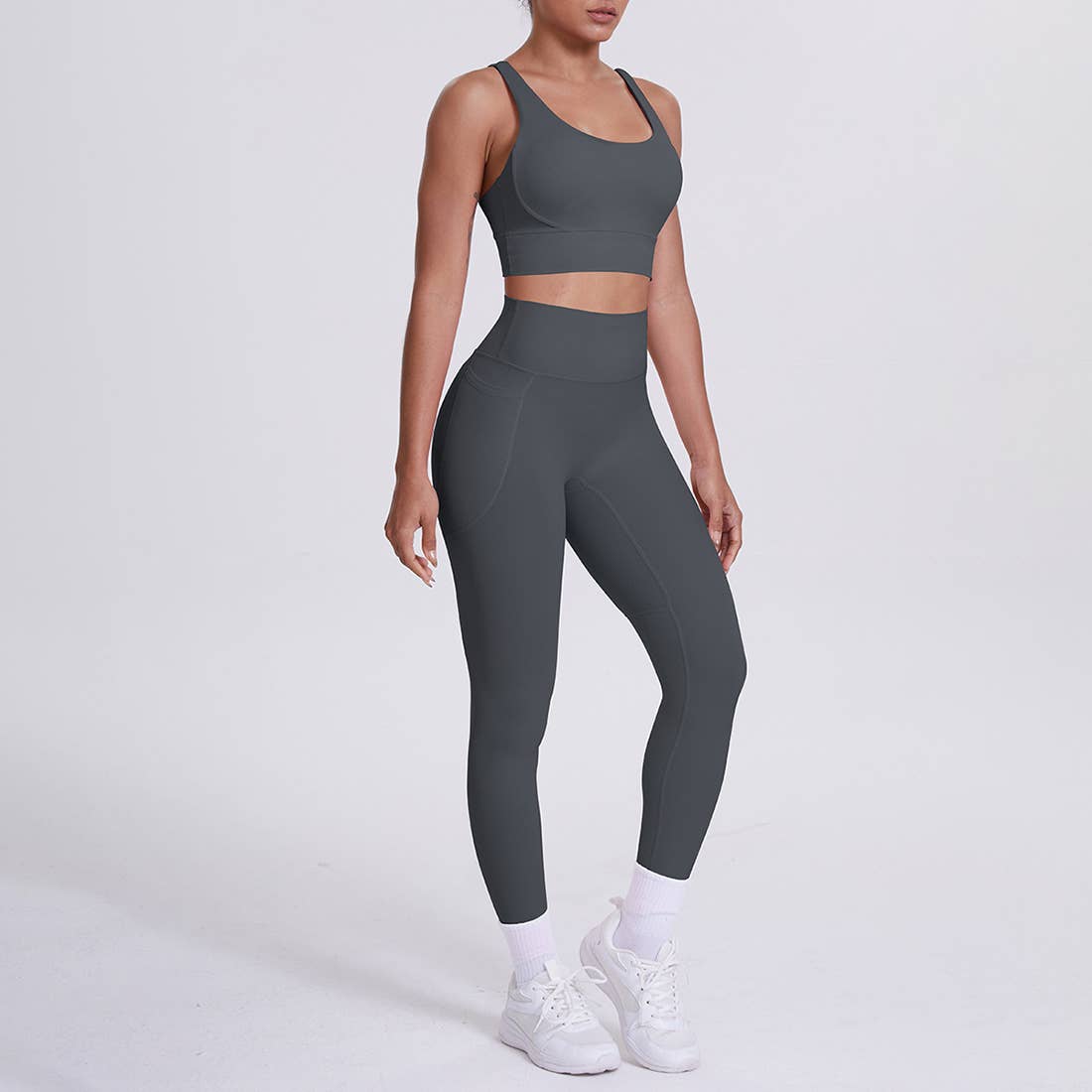 Sodalemon - Venta al por mayor Conjunto de ropa deportiva - Mujer - Conjunto de Yoga para Mujeres: Leggings de Cintura Alta con Bolsillo + Sujetador Deportivo18