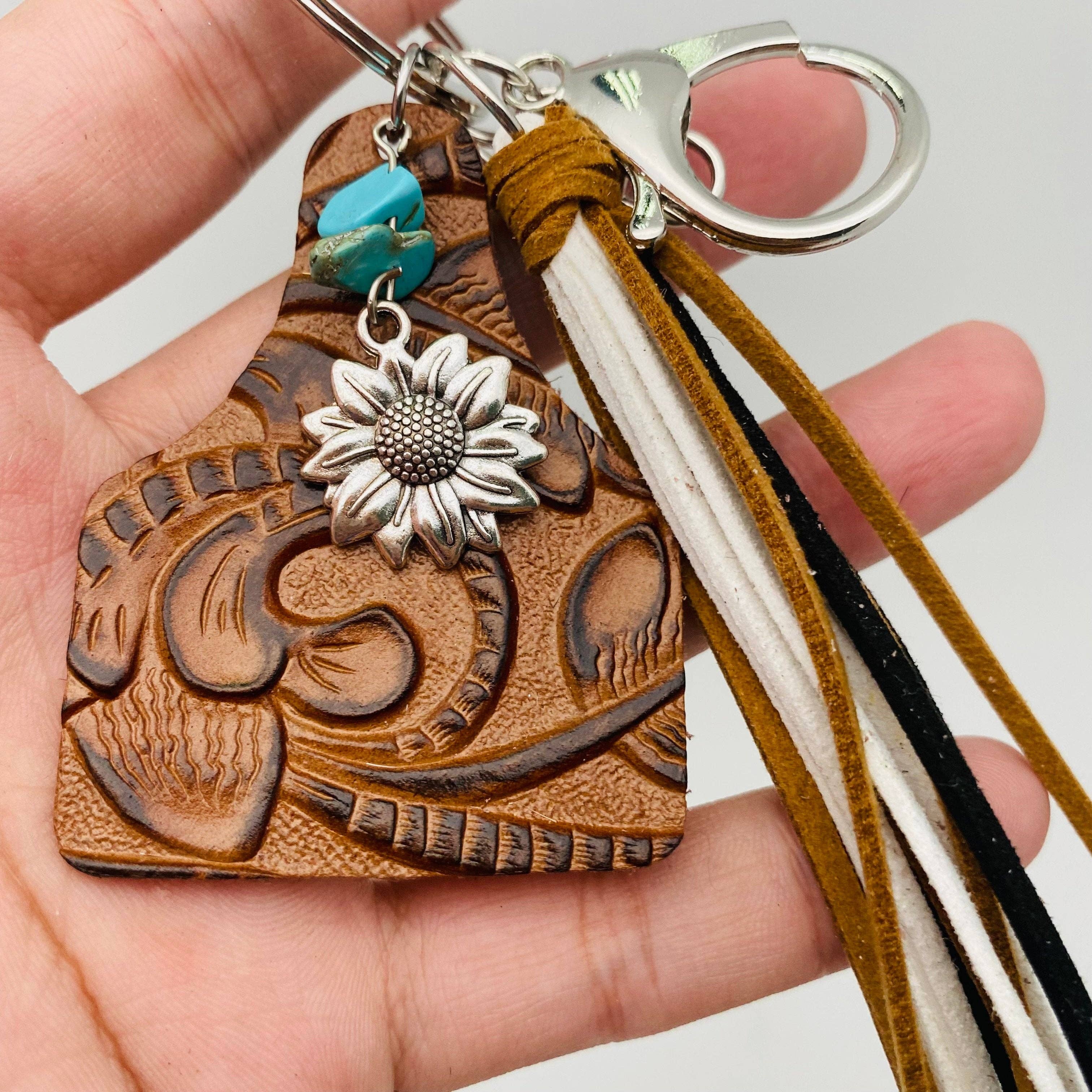 Mio Queena - Wholesale Keychain - Women's - Western Style Geometric Cowhide Keychain3