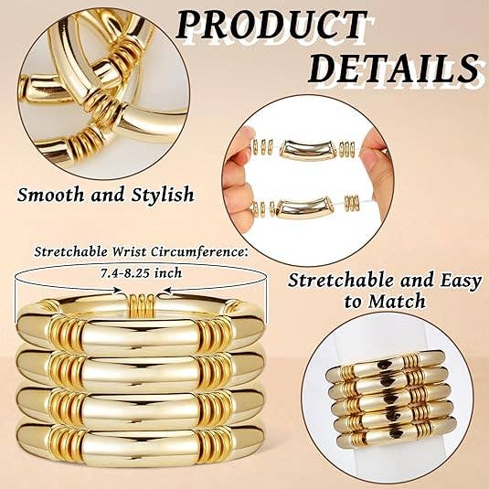 Crover - Wholesale Jewelry Set - Gold Chunky Bamboo Bangle Bracelet1