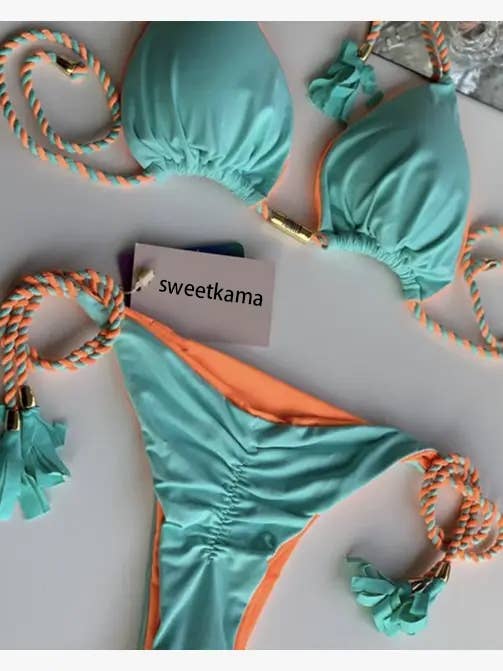 Sweetkama - Wholesale Two Piece Swimsuit - Women's - 2-Piece Color Block Bikini Set Swimsuit 3