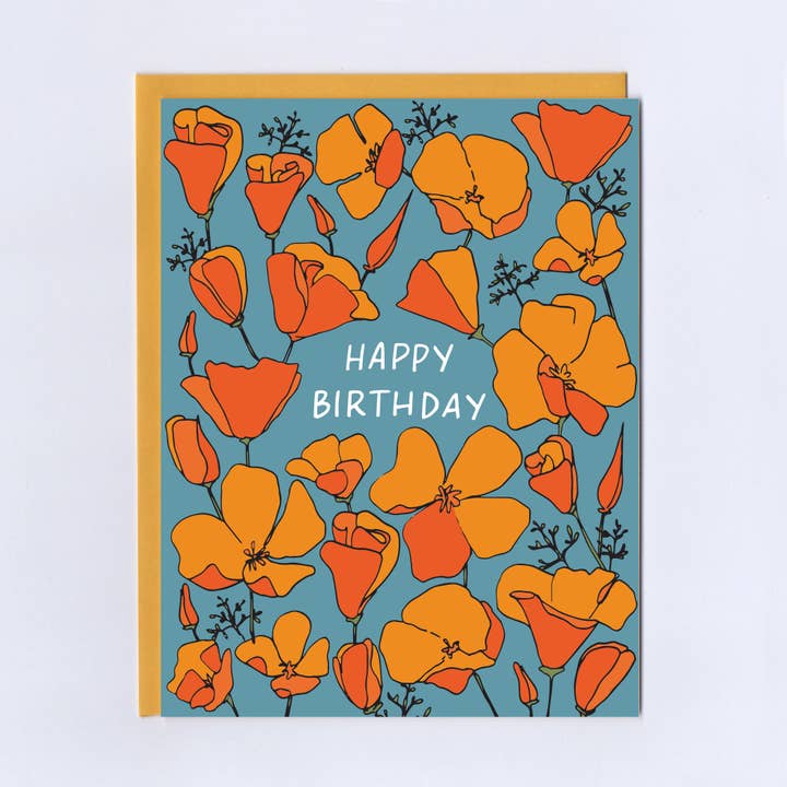 California Poppies Geburtstagskarte für den Großhandel von The Treasurie