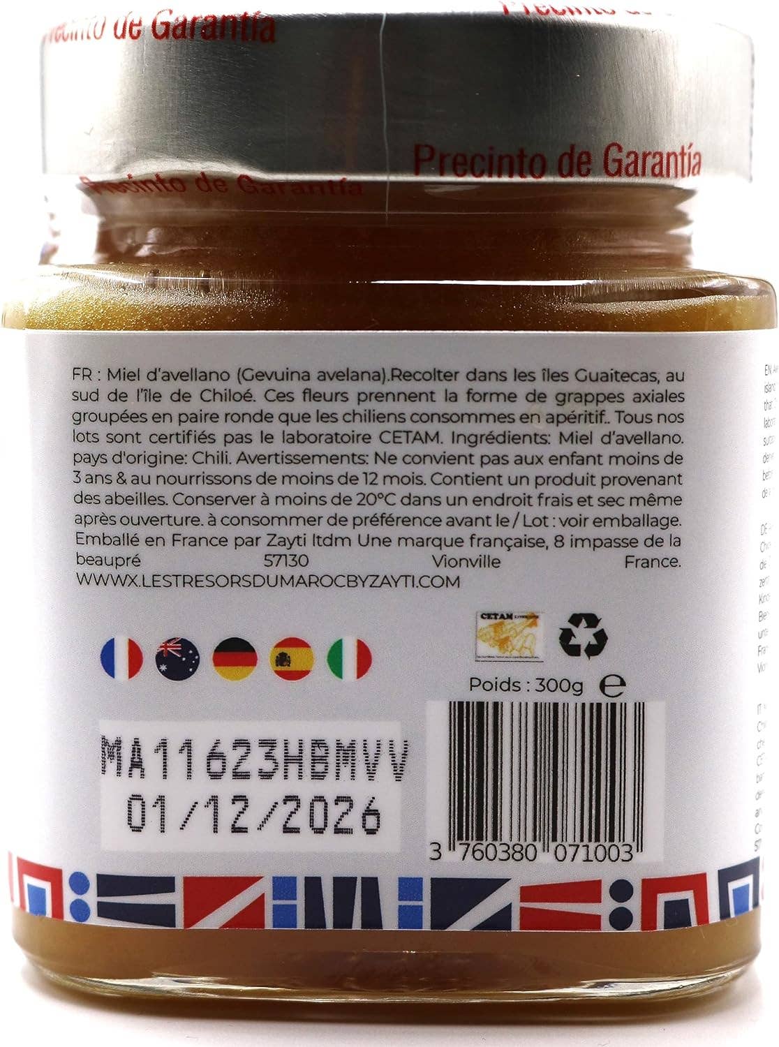 Zayti L.T.D.M - Wholesale Honing - Romige hazelnoot-honing uit Chili 100% natuurlijk - pot van 300 g5