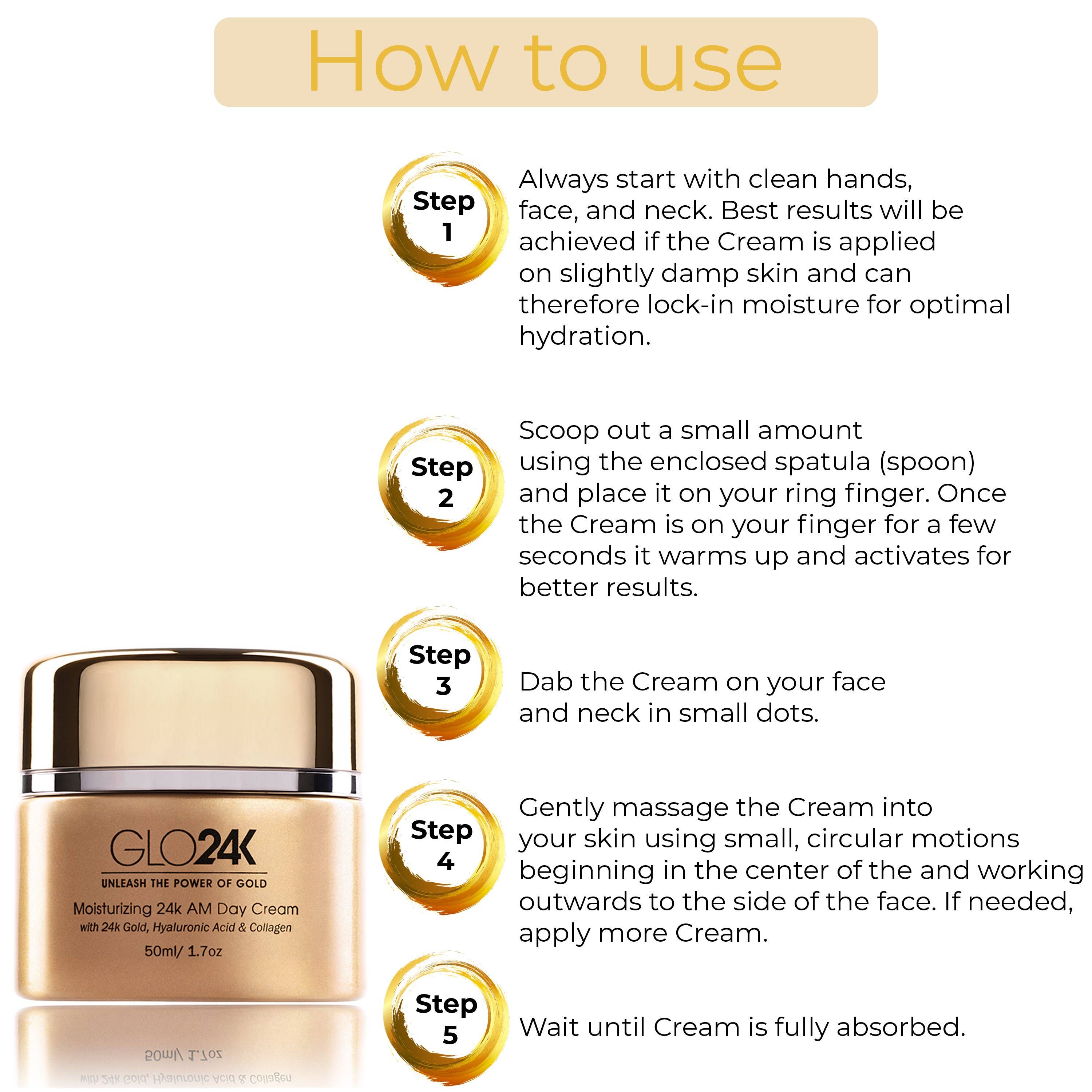 GLO24K - Wholesale Anti-Aging Moisturizer - Moisturizing 24k AM Day Cream with 24k Gold & Collagen3