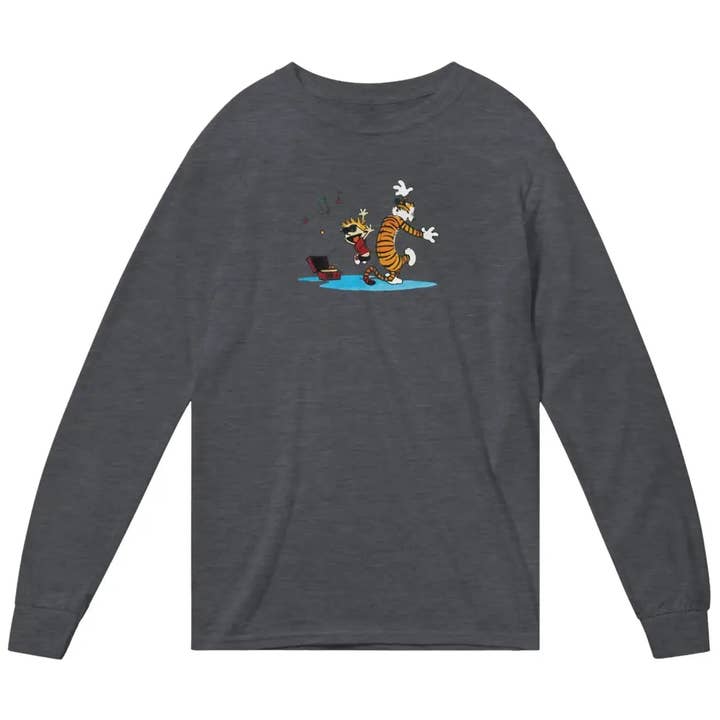 Art-O-Rama Shop - Wholesale T-Shirt (Graphic) - Unisex - Calvin and Hobbes Dancing with Record Player Long Sleeve Shirt4