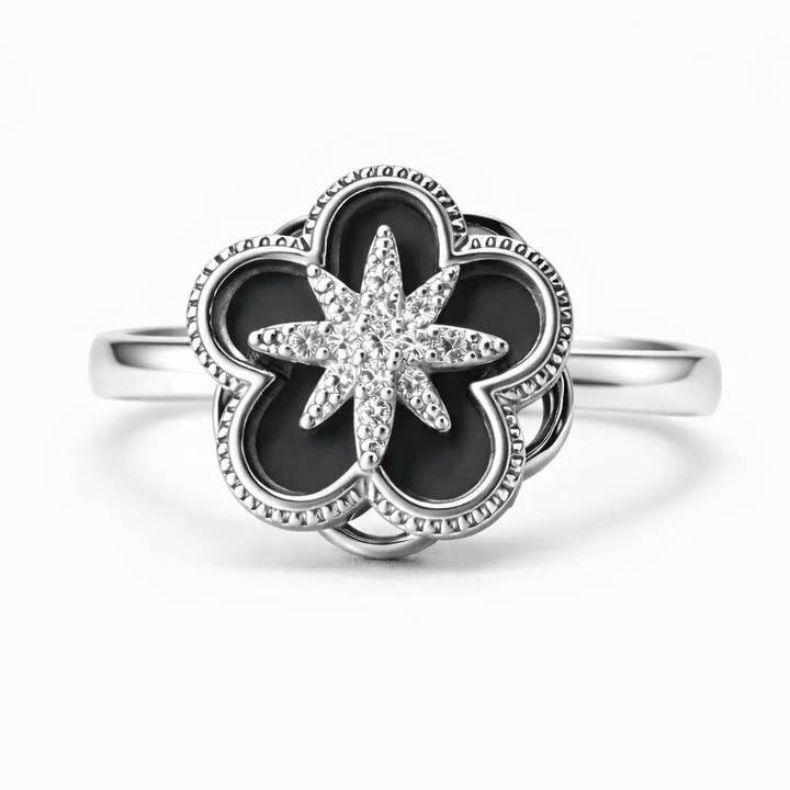 Midnight Bloom Spinner Ring – Adjustable (Gold & Silver) for wholesale by Loli