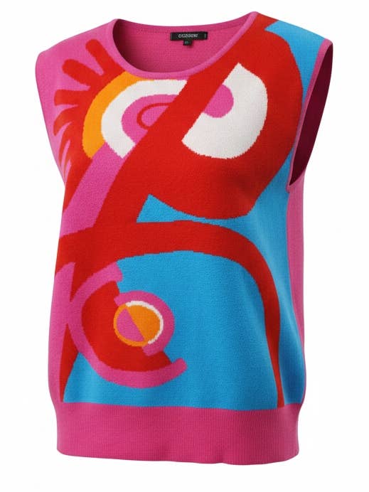 WF2791 CANOTTA LAVORATA A MAGLIA JACQUARD MULTI ASTRATTO ACQUA per la vendita all'ingrosso da parte di Malissa J Collection