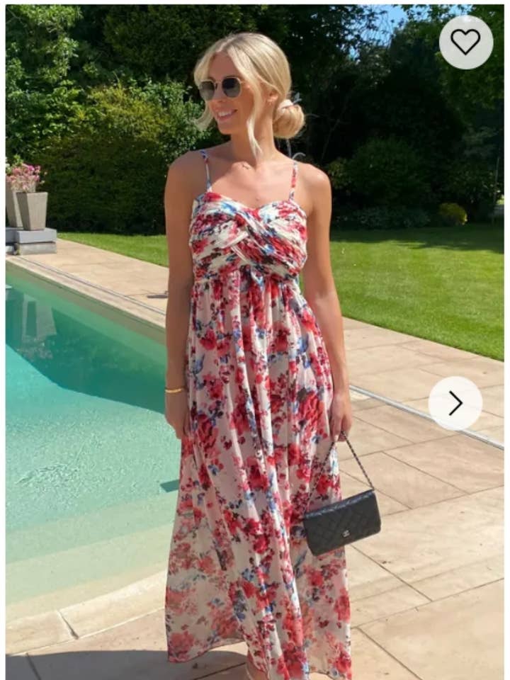 Printed Chiffon Maxi Dress in floral print for wholesale by CY FASHION. LONDON