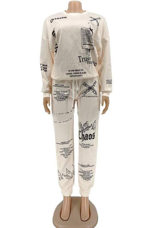 Queen Fashion - Wholesale Top & Skirt Set - Women's - Graphic Print Sweatshirt And Joggers Set6