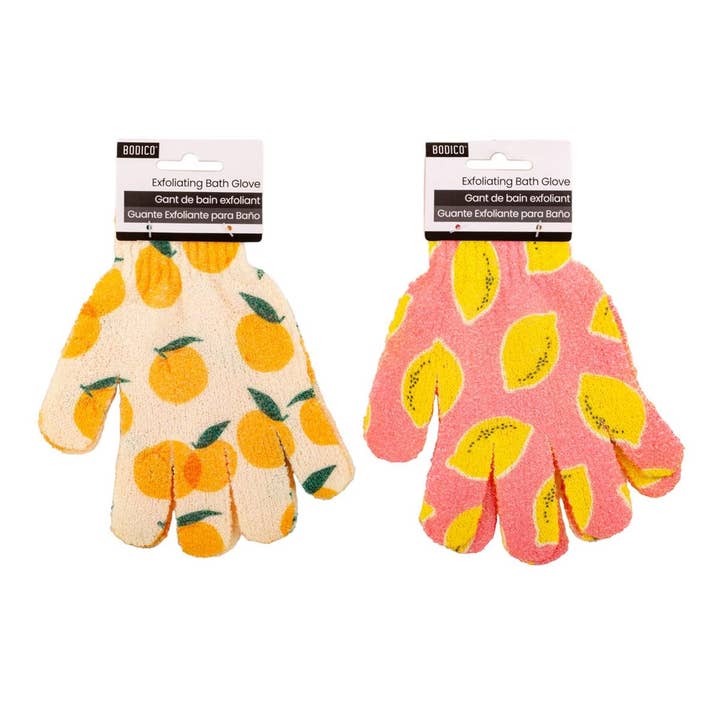 Bodico - Vente Gants/moufle pour gommage - Bodico, Gants Exfoliants Salade de Fruits, 1 paire, 2-assortis