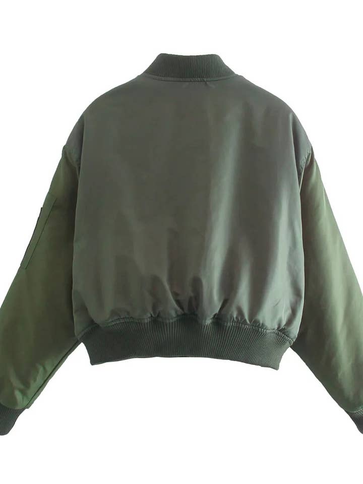 GREEN Flight jacket-style short cotton-padded jacket for wholesale on Faire3