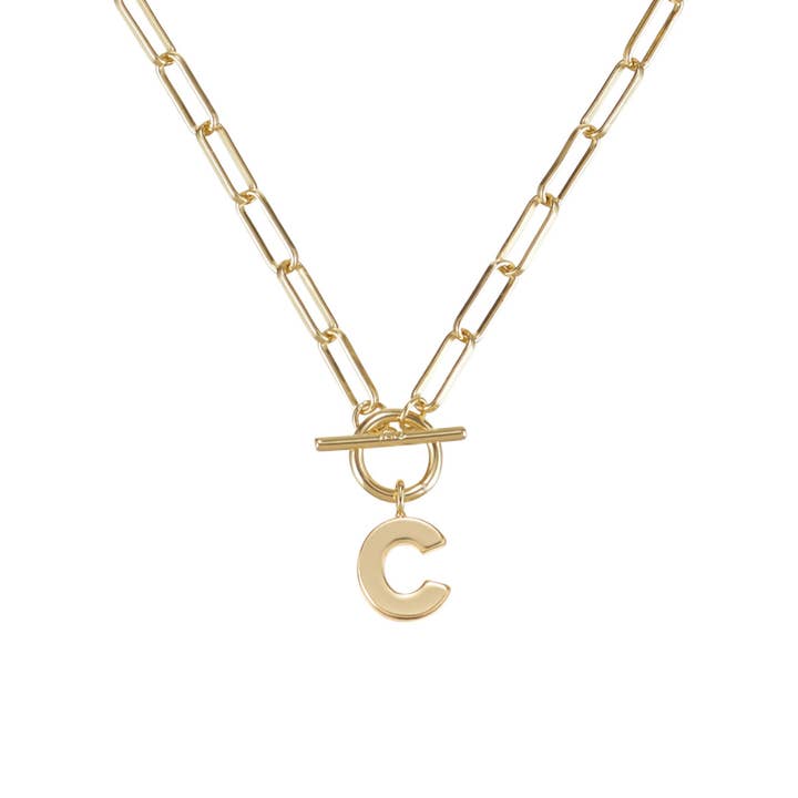 Natalie Wood Designs - Wholesale Pendant/Charm Necklace - Toggle Initial Necklace Pre-Pack, Gold8